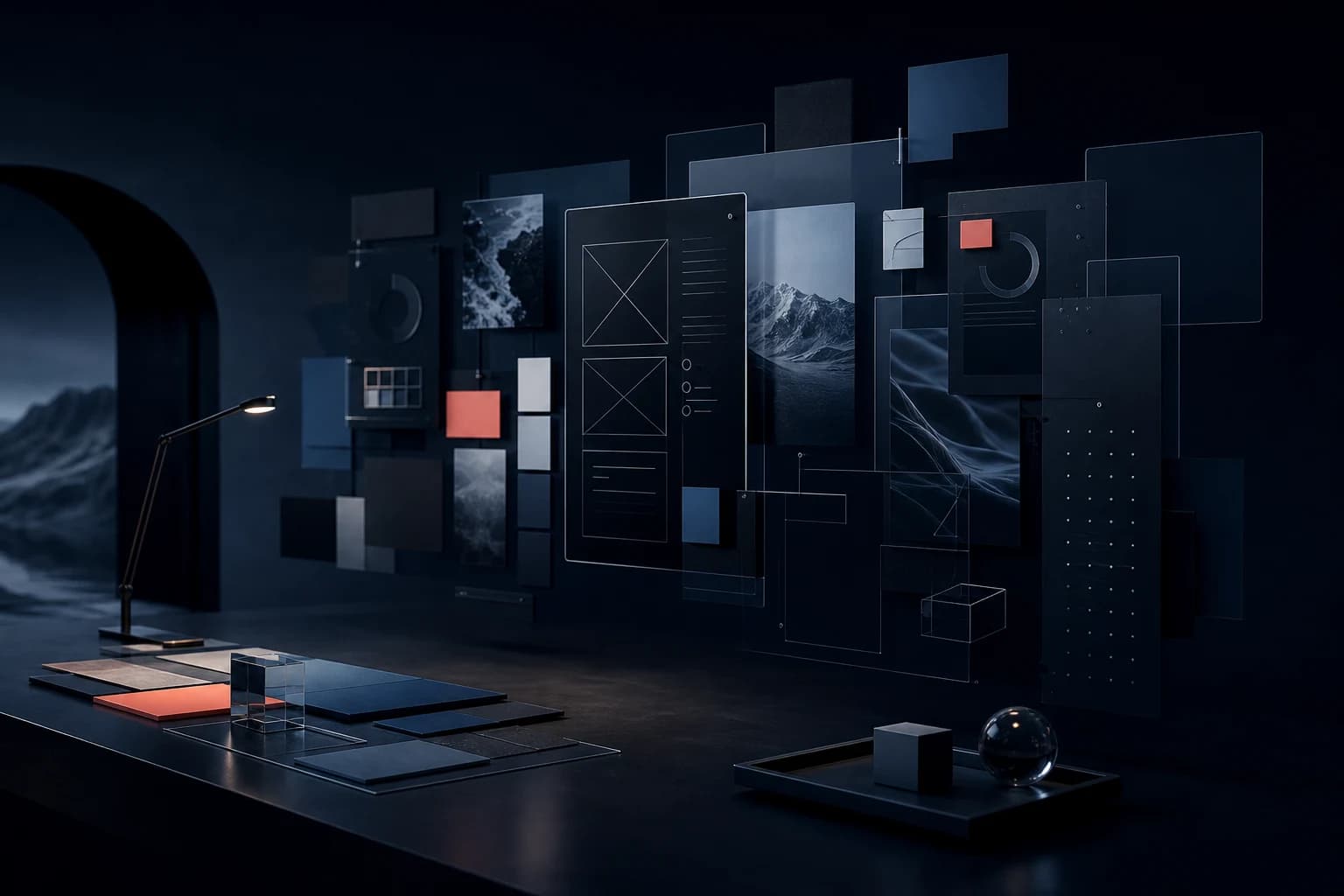 Abstract creative studio strategy wall and planning system