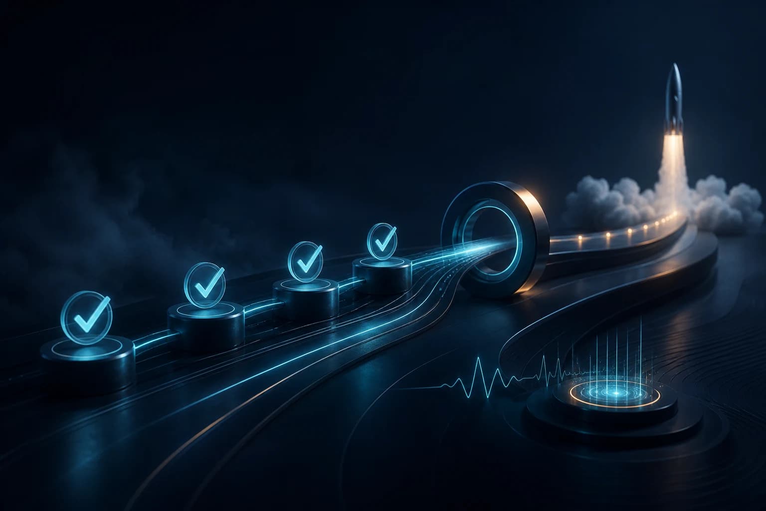 Abstract website launch checklist and performance signals