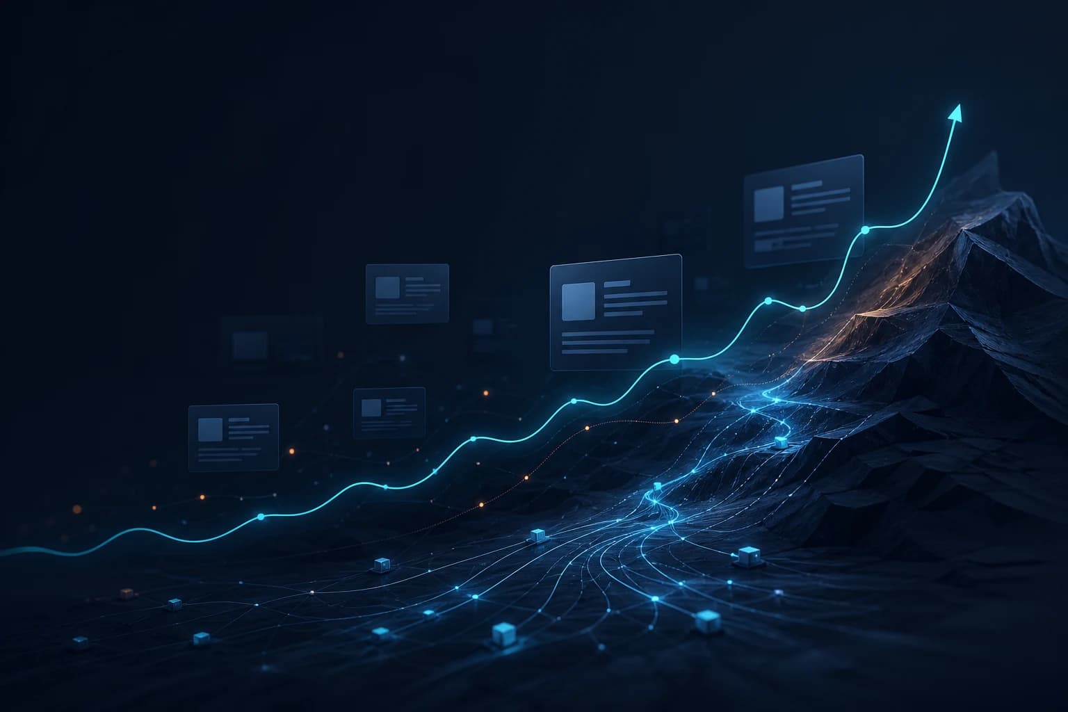 Abstract SEO visibility graph with search ranking signals